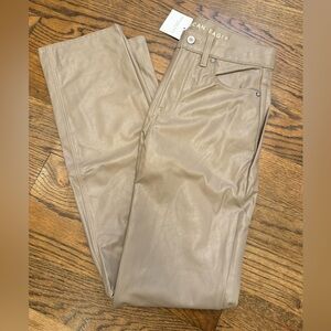 AE Stretch Vegan Leather Super High-Waisted Straight Pant, size 2, tan, NWT